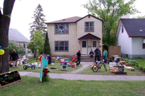 House with a yard sale