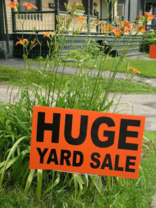 Orange yard sale sign