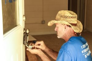 Habitat crew member sets an access lock