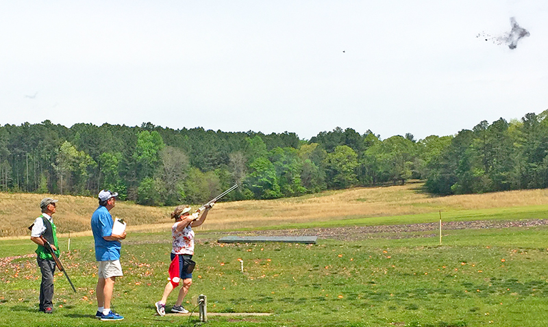 Competitor breaks a clay at the Ladies' Charity Skeet Classic 2019 in Covington, GA