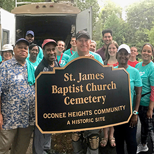 Volunteers at the St. James Baptist Church Cemetery