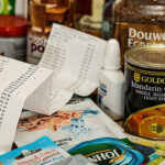Grocery items and a register receipt