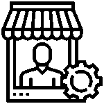 Icon of a storefront and a gear